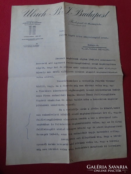 Del011.20 Old document ulrich b. I - Budapest 1945 with signature