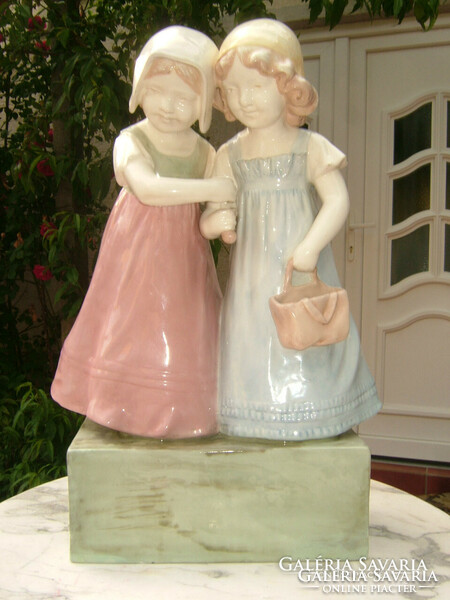 Huge 150-200 year old faience girls - numbered