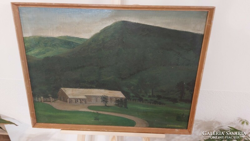 (K) landscape painting 77x58 cm with frame balogh l.