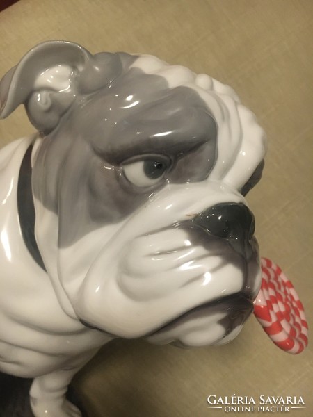 Porcelain bulldog statue