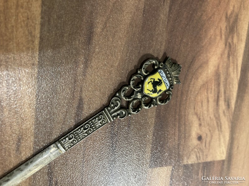 Silver leaf-cutting knife with Stuttgart enamel coat of arms on the handle