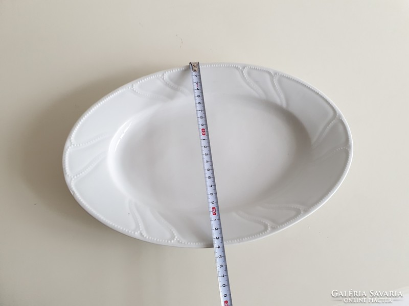 Vintage régi 36,5 cm gyöngysor mintás nagy ovális porcelán kínáló tál