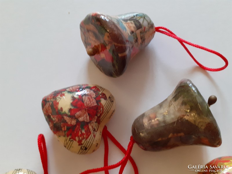 Retro 6 paper pulp Christmas tree decoration heart bell
