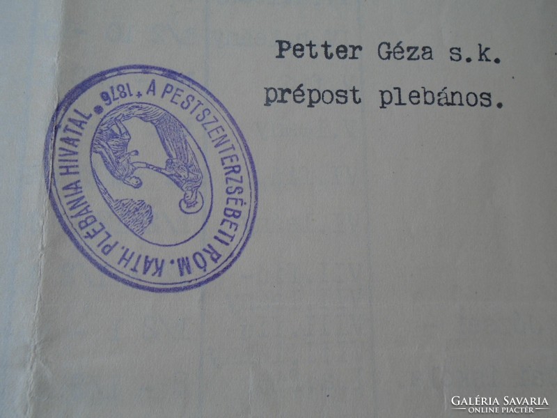 DEL013.7 Pestszenterzsébet r.k. plébánia- Hittan vizsga -rend  1936