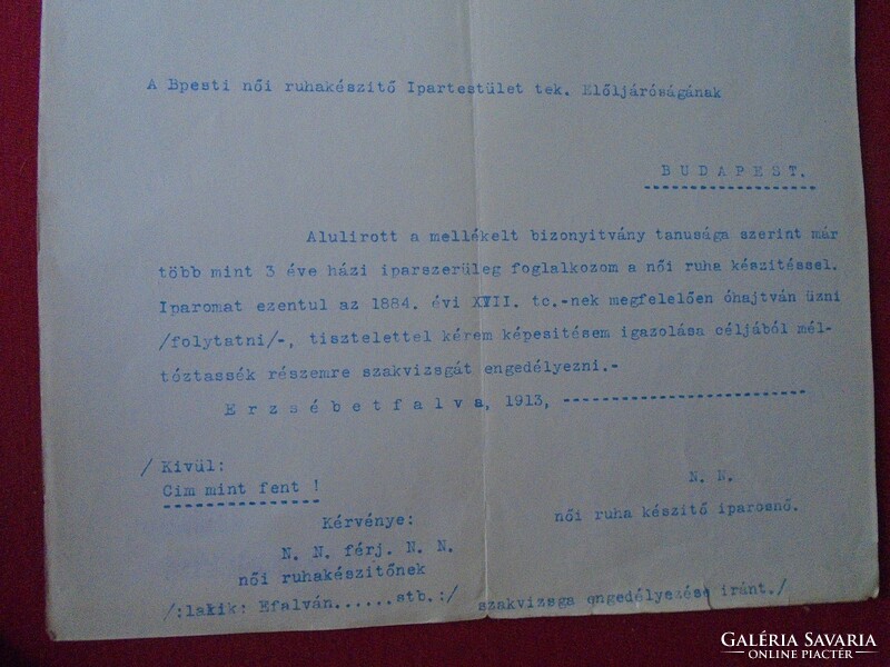 DEL013.5  Szarvassy Lászlóné szabónőnek - Erzsébetfalva -Kispest 1913