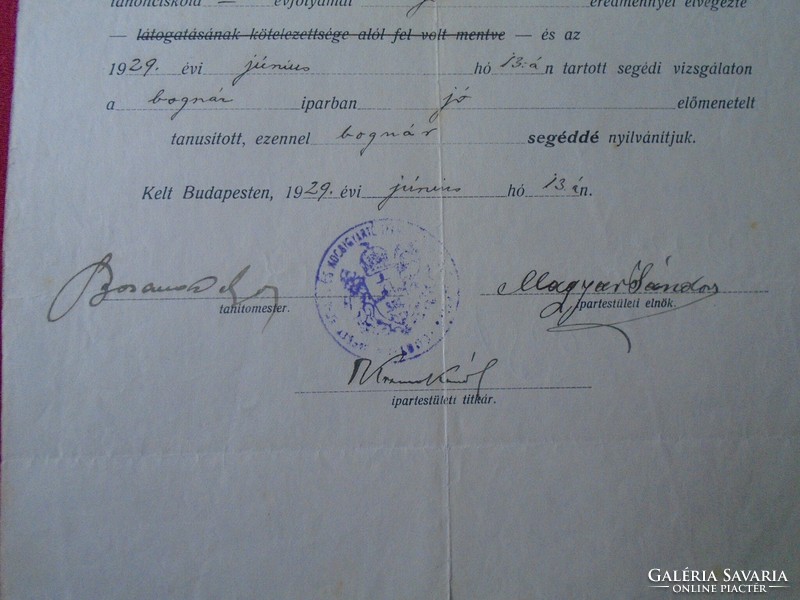 Del013.30 Helper's letter - istván tamás - helper of Mátyás Bosanac Bognár 1929
