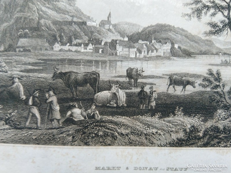 Piac & Donau Stauf. eredeti acelmetszet ca.1840