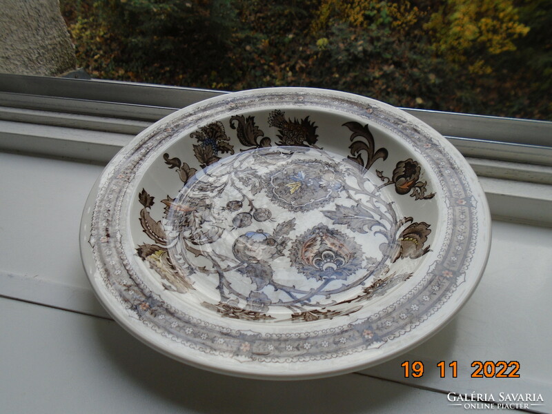 Neoreneszánsz JACOBEAN mintával polikróm mély tányér az angol Ridgway cégtől