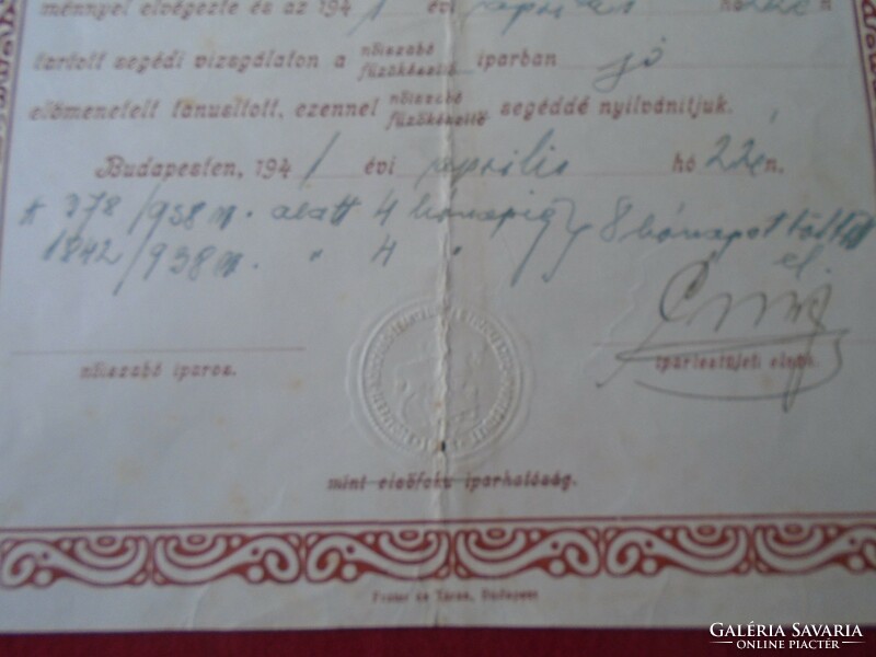 Del013.36 Support letter - Budapest women's tailor, girls' dress and corset maker's association 1941