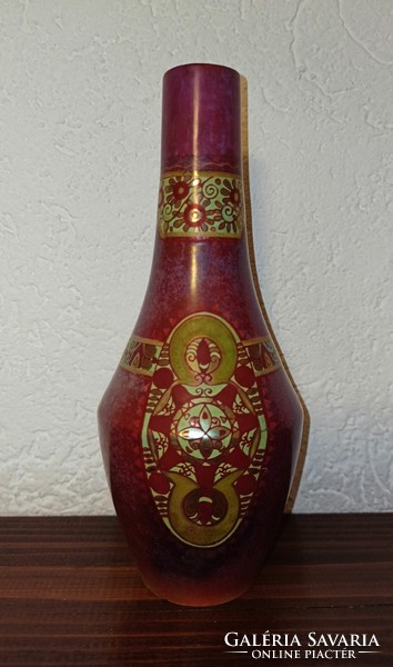 Zsolnay váza a századforduló időszakából - körpecsétes gyűjtői darab