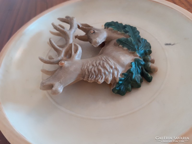 Retro hunting house wall plate deer acorn plastic wall decoration mid century