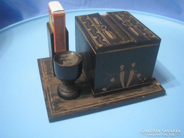 U10 antique ornate custom cigarette dispenser set with + match holder + ashtray holder