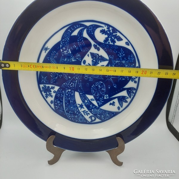 A rare collector's item József Hólloháza cobalt blue decorative bowl