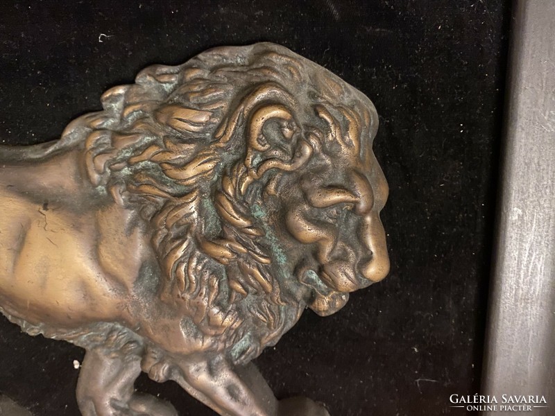 Cast bronze lion mural