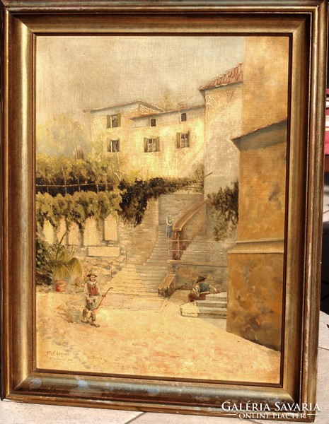 F. W. Gehrke: historical part of the city, 1934, Munich - oil on canvas painting, framed