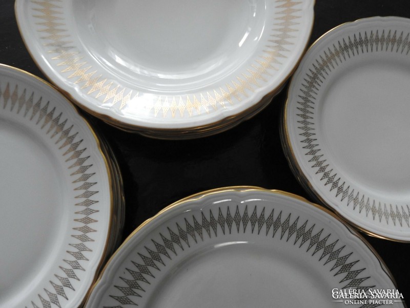 Német repülőjeles régi aranymintás tányérkészlet - étkészlet tányér készlet