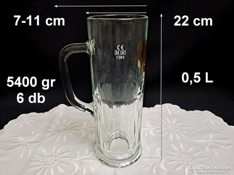 6 db új sörös pohár, korsó Gösser felírat 0,5 liter Több, mint 5 kg!