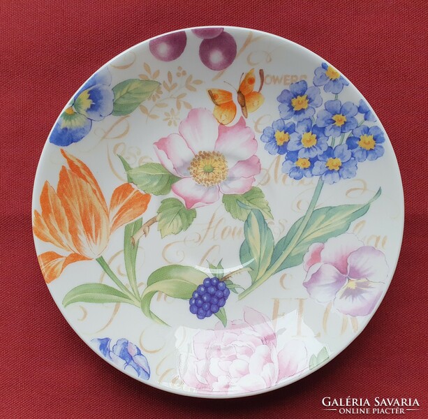 Angol porcelán ROY KIRKHAM tányér csészealj virág mintával fine bone china