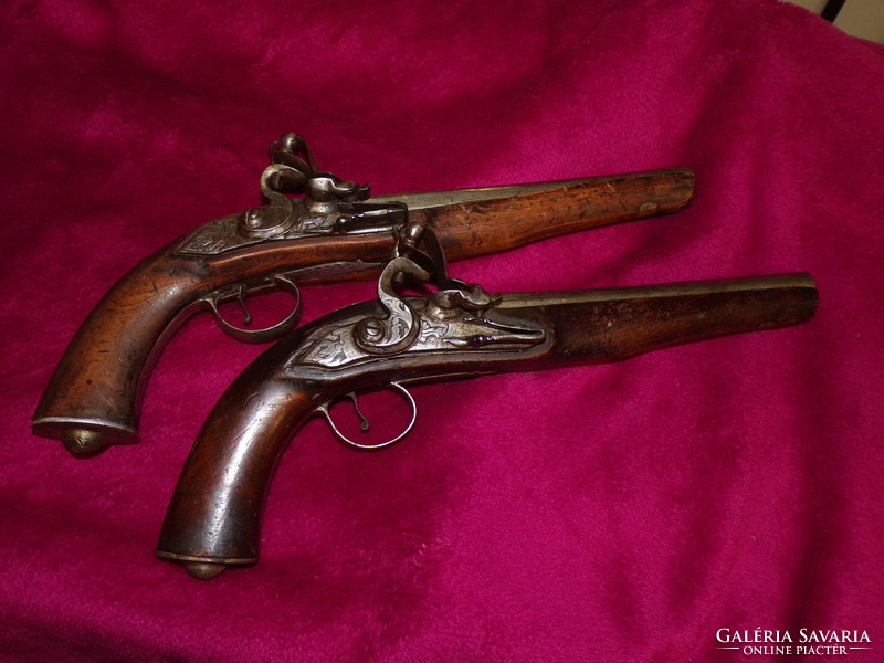 xviii. A pair of French flint Belgian pistols from the 19th century