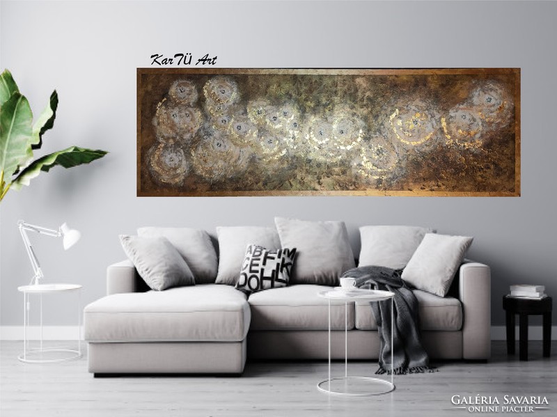 KarTüArt - copper flowers /rézvirágok , 140x45 cm, 3D festmény