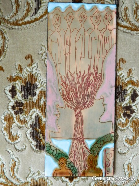 Seprényi georgina _ with tree of life - fire enamel image