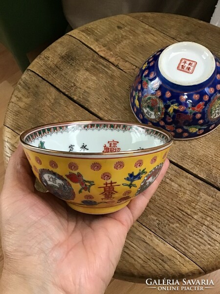 Régi kézzel festett kínai porcelán tálka párban