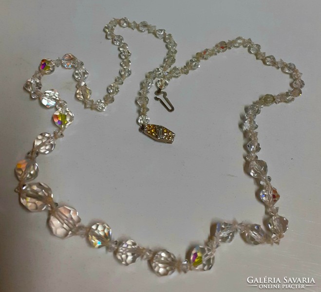 Old, beautiful condition, shiny actor multi-faceted Czech crystal necklace with jewelry switch