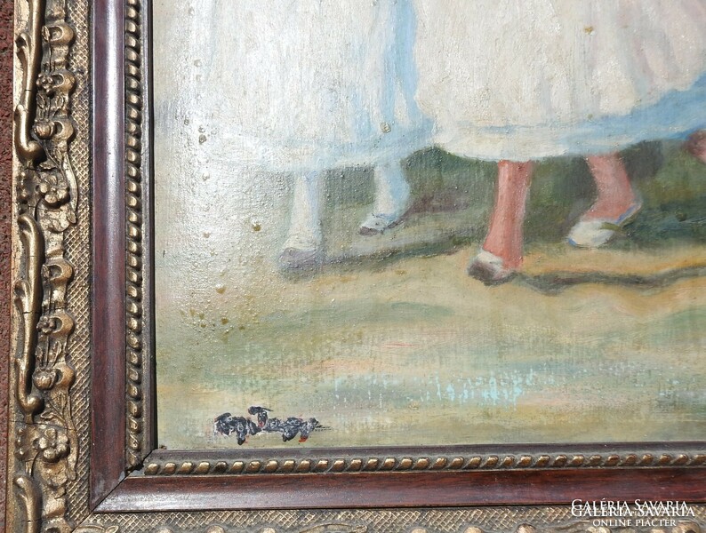 Unknown artist _ antique painting - bachelors and bridesmaids
