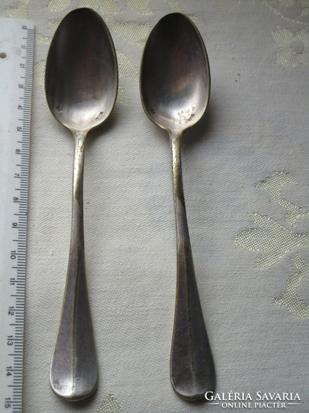 2 marked silver-plated copper spoons, for replacement