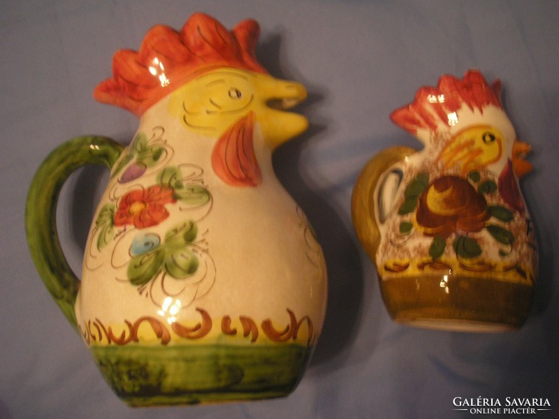 U12 deruta majolica glazed rooster king, marked jugs spouts rarity