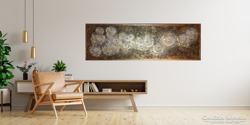 Kartüart - copper flowers, 140x45 cm, 3d painting