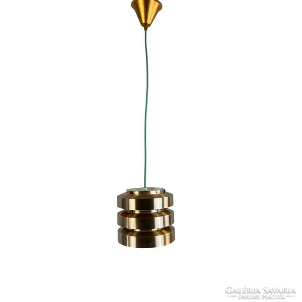 Veb metalldrucker halle - metal mid-century ceiling lamp - with refurbished, turquoise textile cable