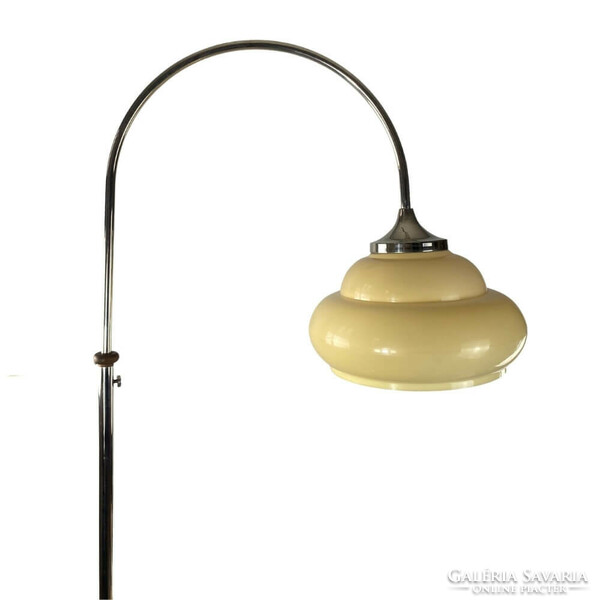 Szarvasi chrome hanging floor lamp with a contemporary shade you like