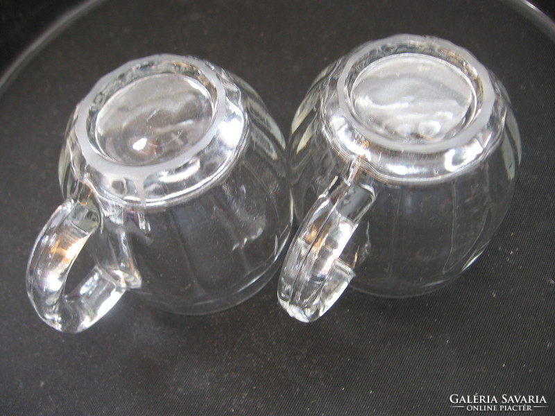 Polished small ball shape calibrated jug, pair of children's glasses