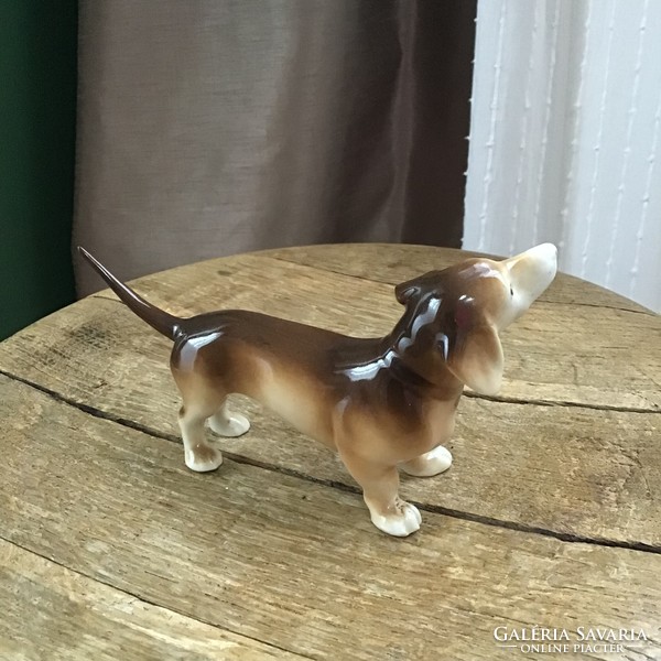 Régi Royal Dux porcelán tacskó kutya