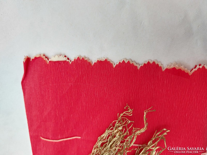 Retro mikulás zacskó régi krampuszos krepp papír ajándéktartó 2 virgács