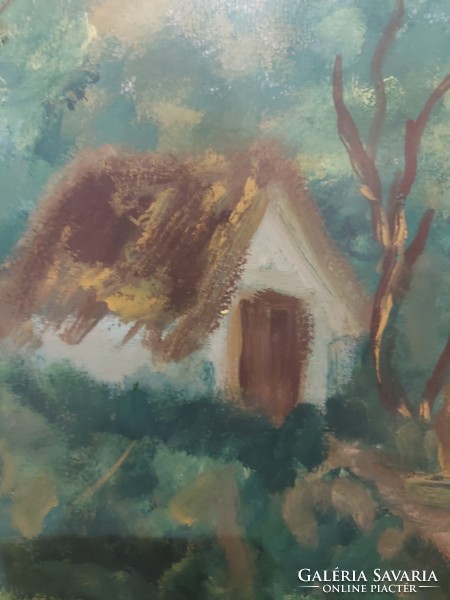 Gábor Dilinkó's painting of a farm made in 1985 - 324
