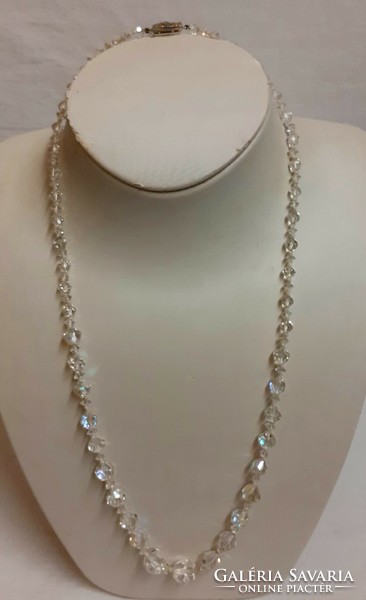 Old, beautiful condition, shiny actor multi-faceted Czech crystal necklace with jewelry switch