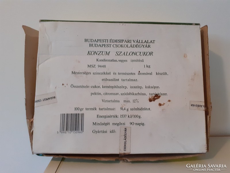 Retro szaloncukros doboz Budapest Csokoládégyár Konzum