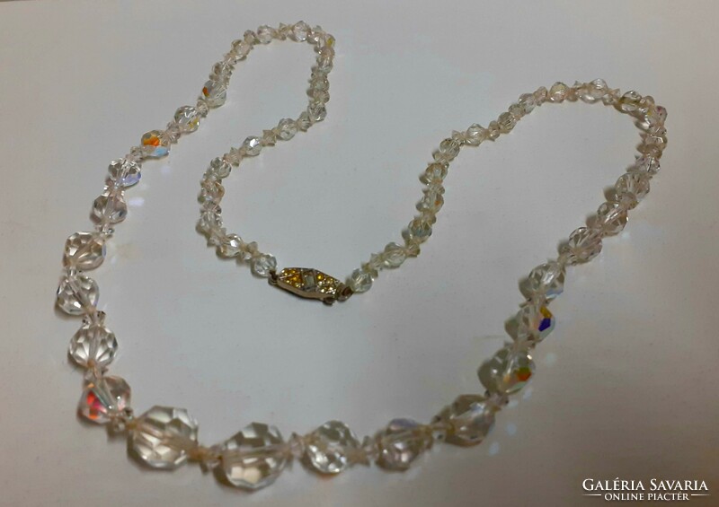 Old, beautiful condition, shiny actor multi-faceted Czech crystal necklace with jewelry switch