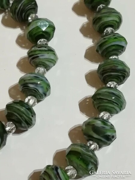 Glass bead necklace and bracelet jewelry set.