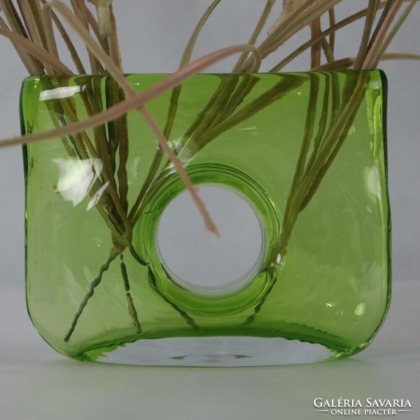 Murano green glass vase with holes