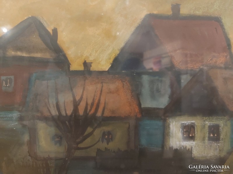 Village street scene painting 325