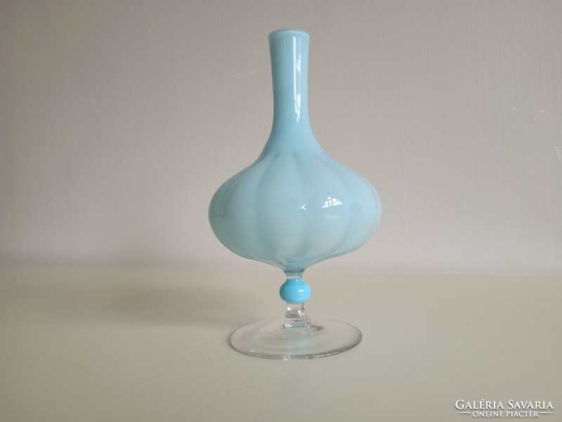 Modern üvegváza kék talpas rétegelt üveg díszváza babakék váza