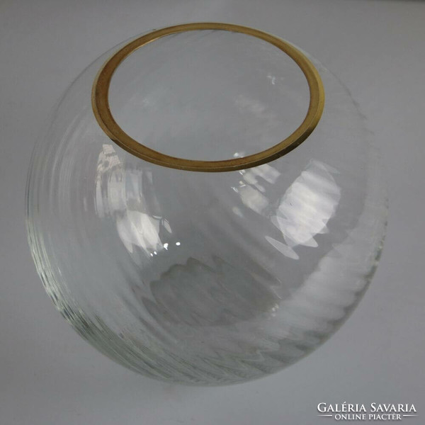 Klasszikus gömb üvegváza aranyozott peremmel