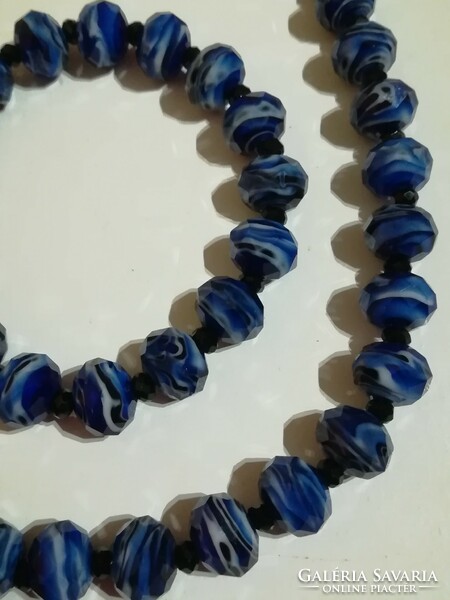 Glass bead necklace and bracelet jewelry set.