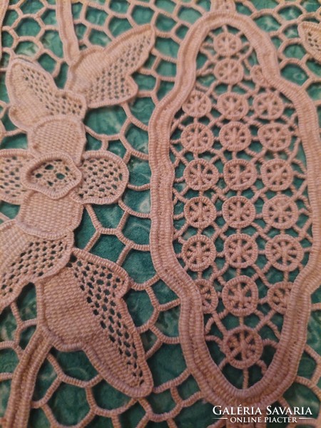A0102 sewn lace tablecloth ecru color 28*19cm