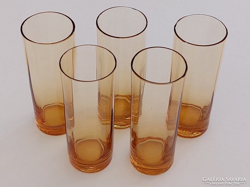 Retro pohár borostyán színű régi üvegpohár 5 db