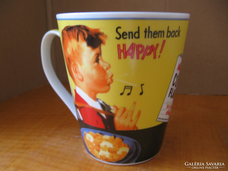 Gyűjtői nosztalgia Kellog's Corn Flakes "Send Them Back Happy" kávés, kakaós  bögre 2005