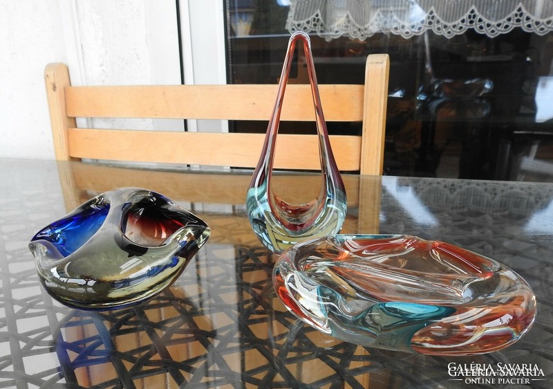 Murano rainbow glass set - set of three